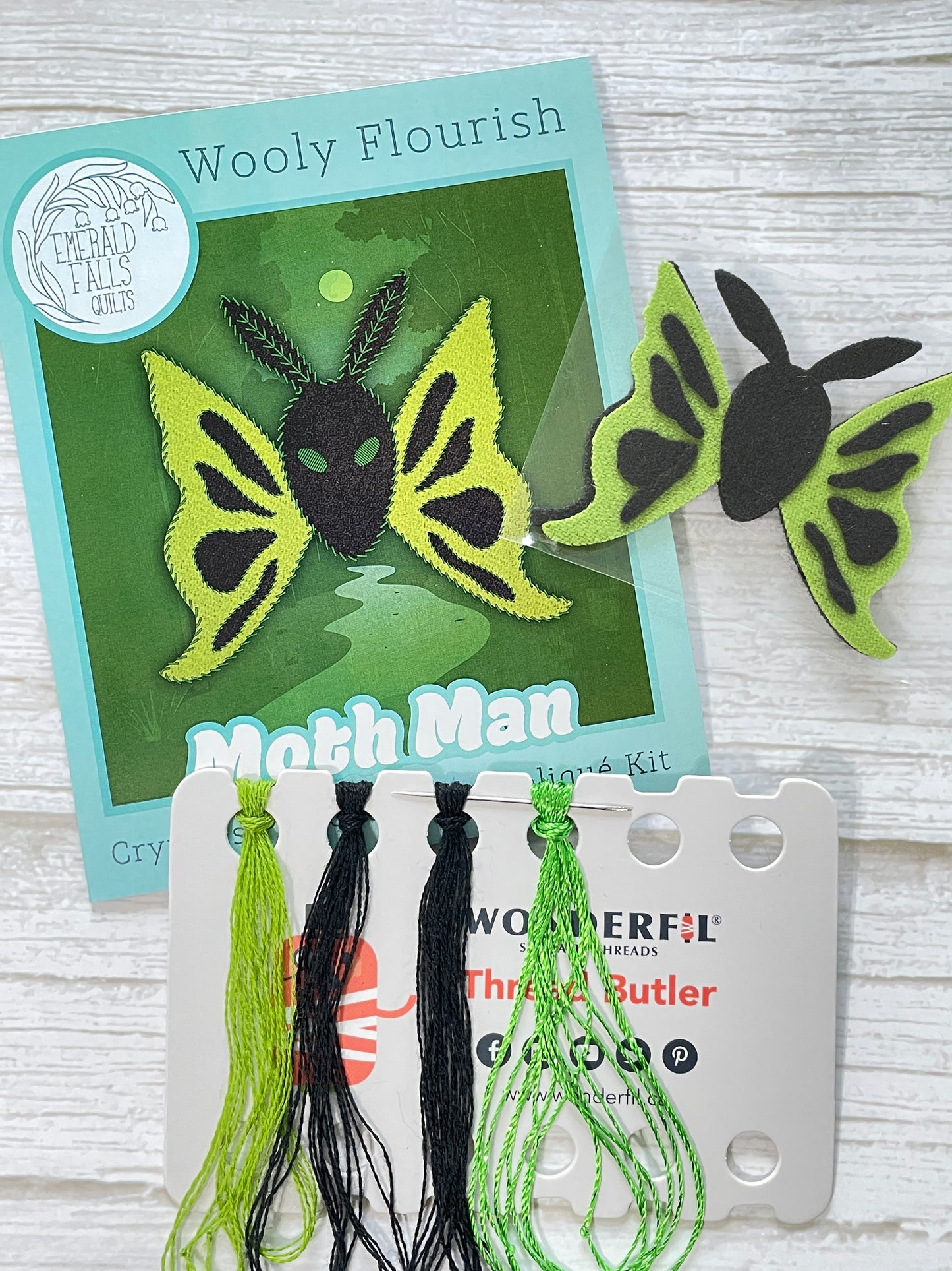 Moth Man - Wooly Flourish Cryptid Pre-Cut Wool Appliqué Kit
