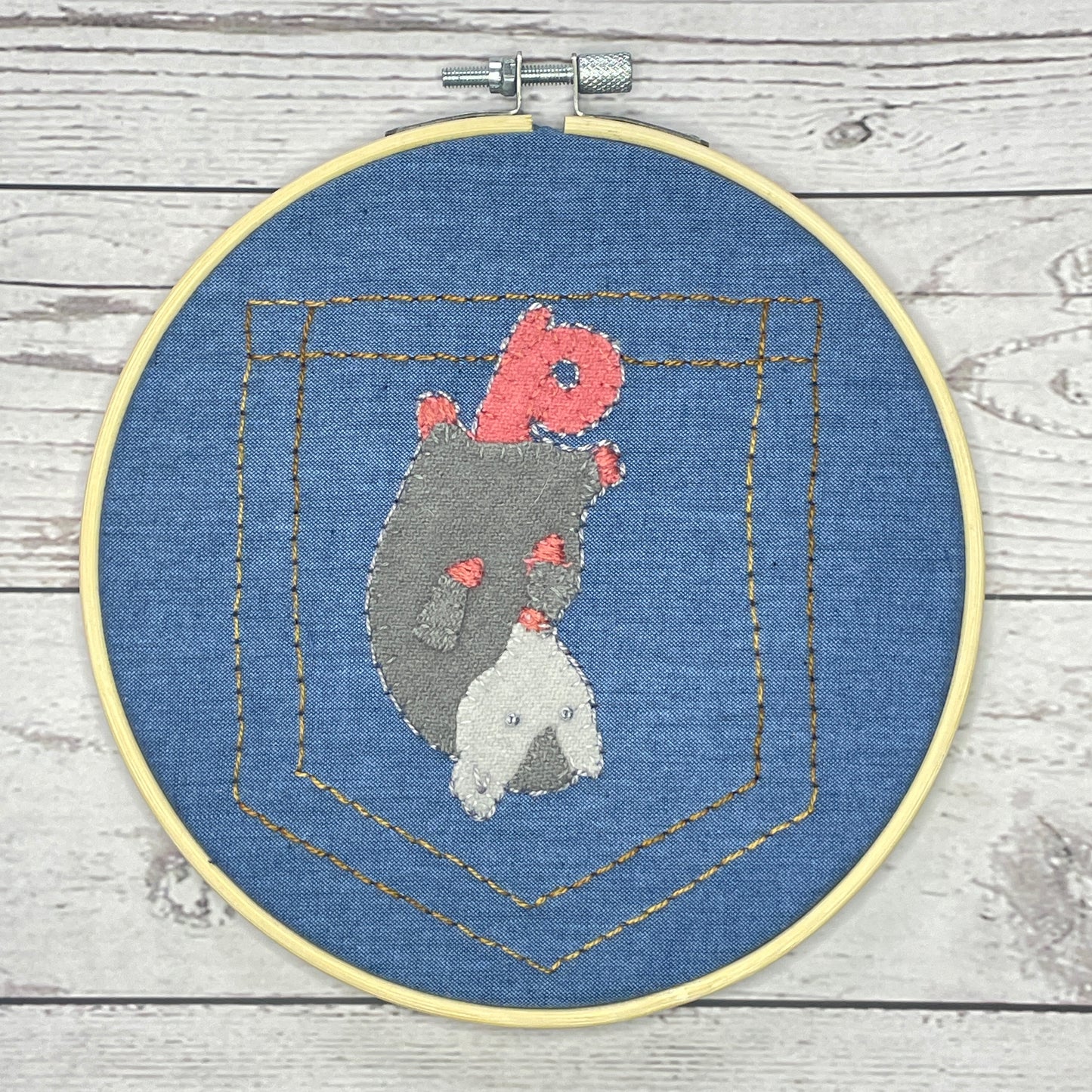 Opossum - Wooly Flourish Trash Collector Pre-Cut Wool Appliqué Kit