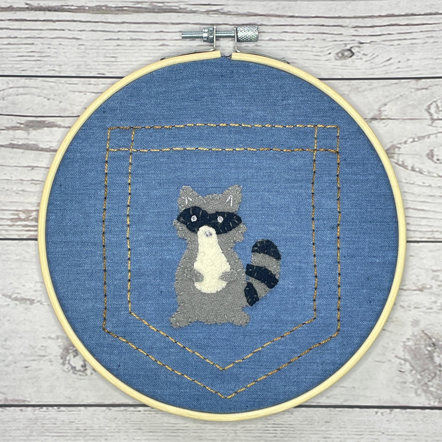 Raccoon - Wooly Flourish Trash Collector Pre-Cut Wool Appliqué Kit