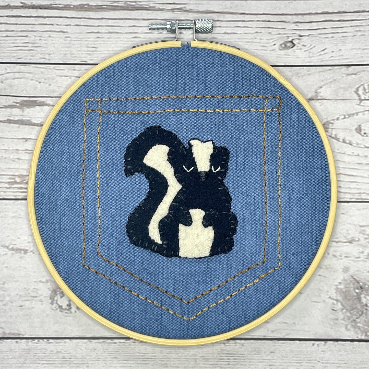 Skunk - Wooly Flourish Trash Collector Pre-Cut Wool Appliqué Kit