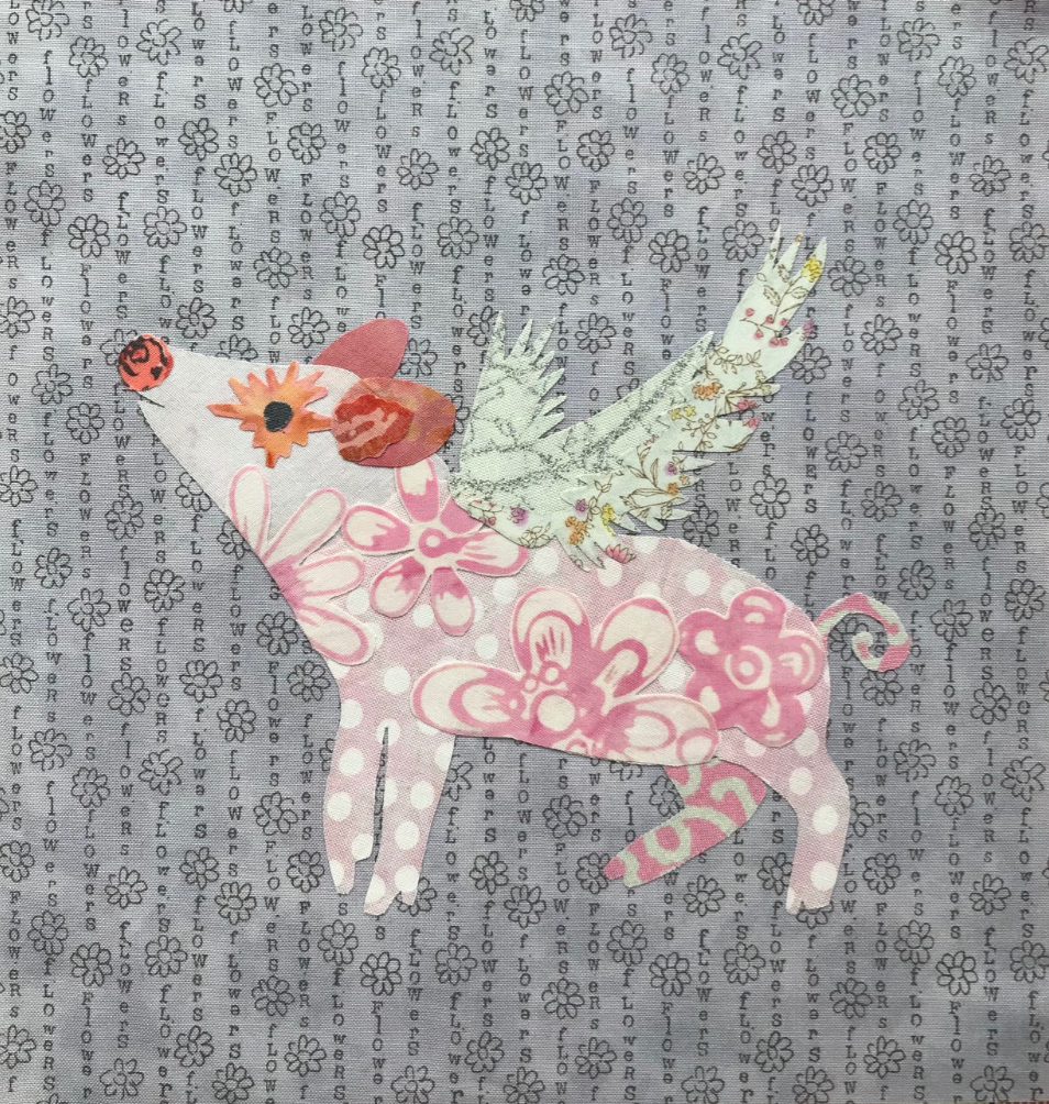Whatevers! Flying Pig Collage Quilt Pattern by Laura Heine - PAPER