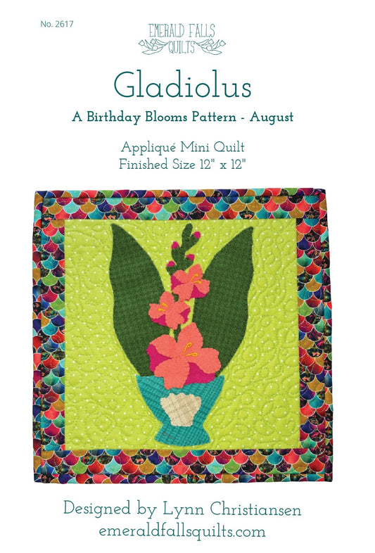 Gladiolus Appliqué Pattern - DIGITAL PDF (Birthday Blooms-August)