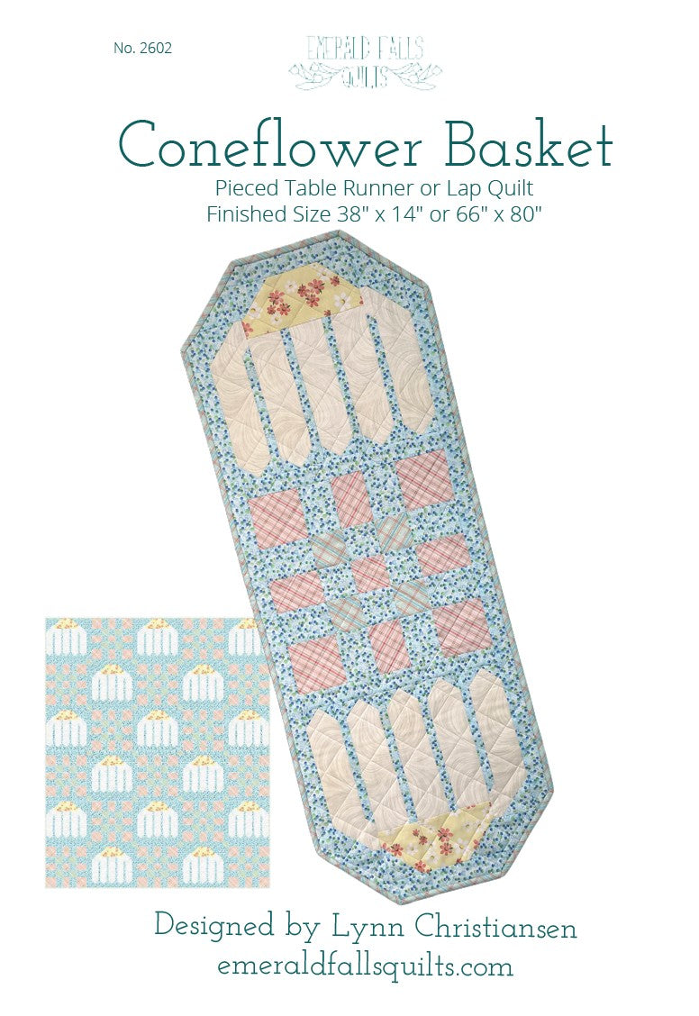 Coneflower Basket Quilt & Table Runner Pattern - Digital PDF