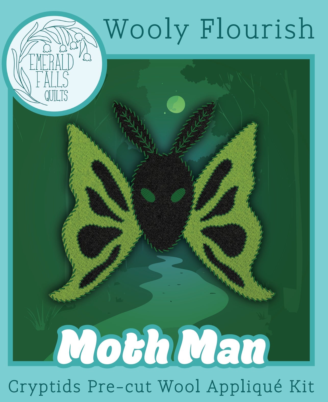 Moth Man - Wooly Flourish Cryptid Pre-Cut Wool Appliqué Kit