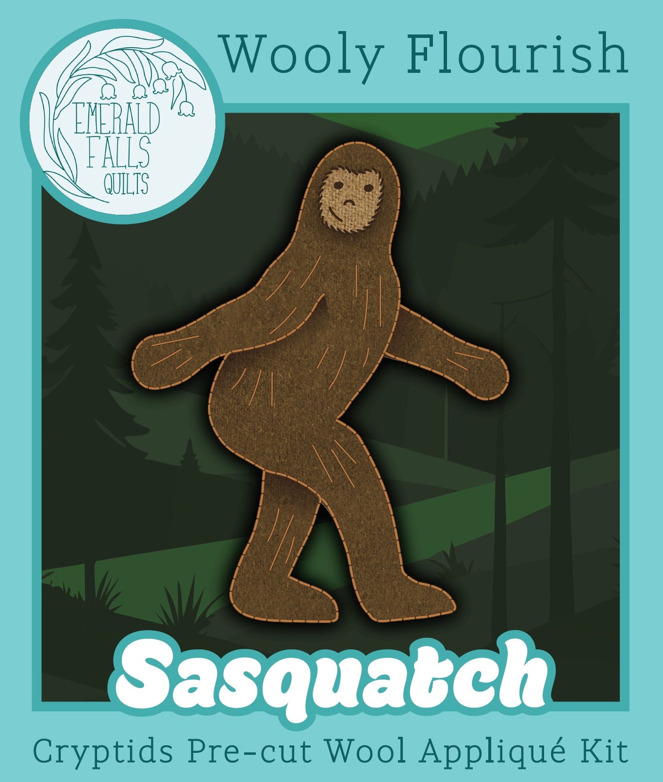 Sasquatch - Wooly Flourish Cryptid Pre-Cut Wool Appliqué Kit
