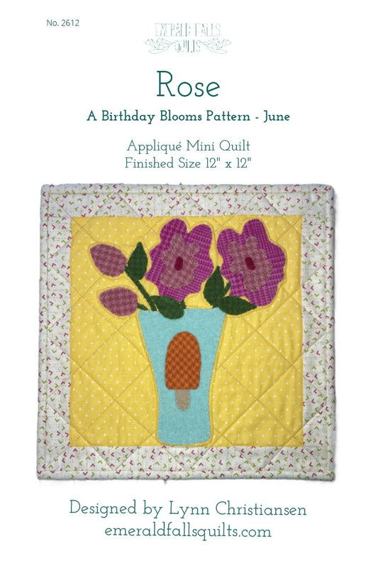 Rose Appliqué Pattern - DIGITAL PDF (Birthday Blooms-June)