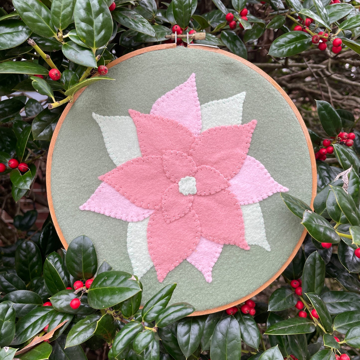 Poinsettia & Snowflakes Digital PDF Pattern