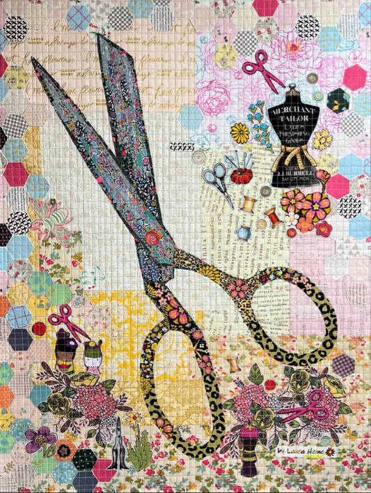 Sewing Scissors Collage Quilt Pattern by Laura Heine - PAPER