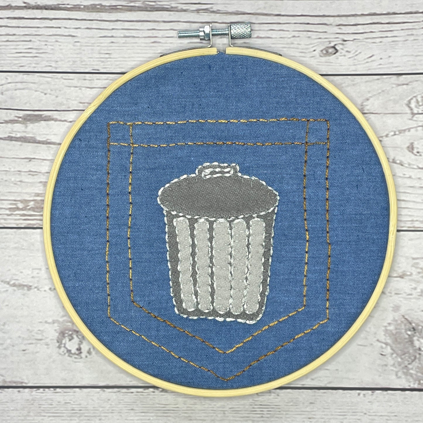 Garbage Can - Wooly Flourish Trash Collector Pre-Cut Wool Appliqué Kit