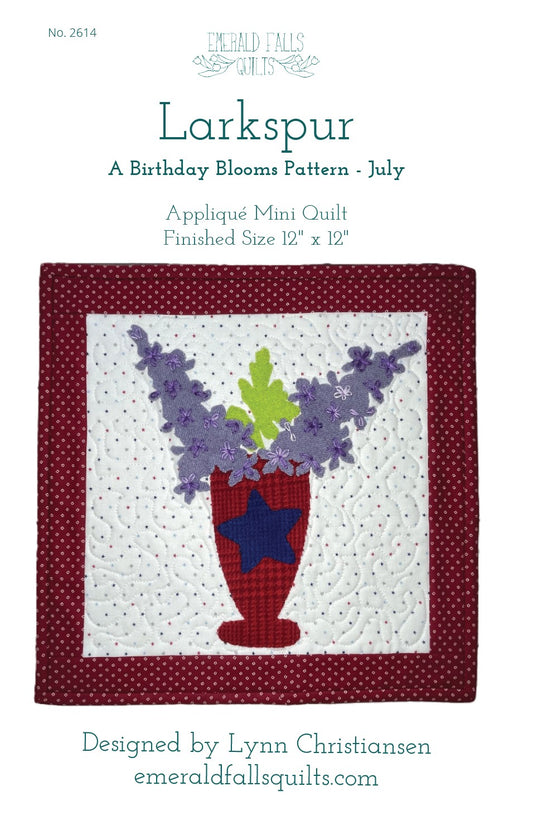Larkspur Appliqué Pattern - DIGITAL PDF (Birthday Blooms-July)